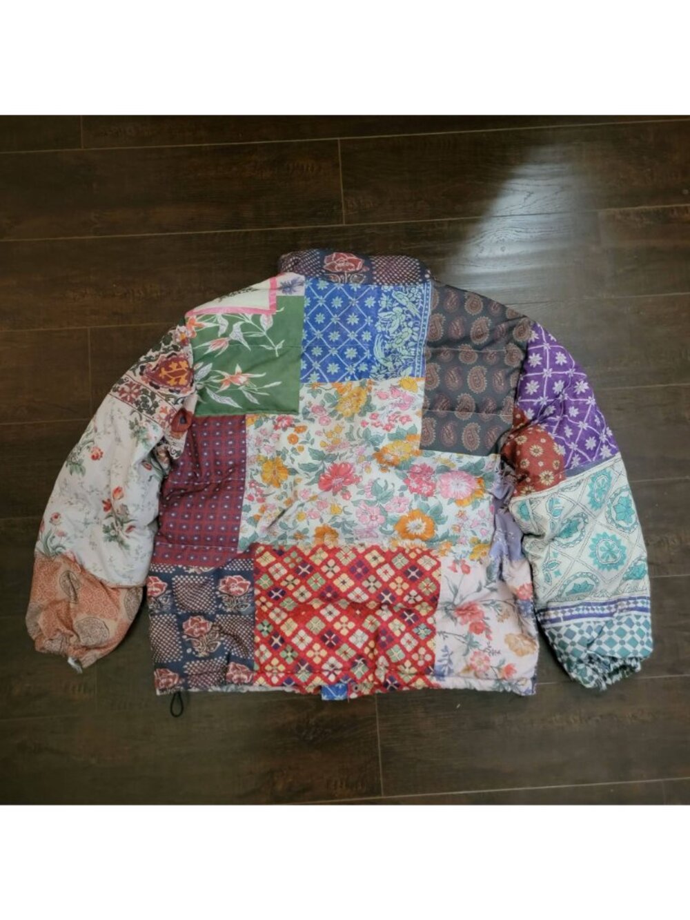 Free People Found Multi Print Garden Puffer Jacket Vintage Patchwork Womens S - Picture 3 of 11